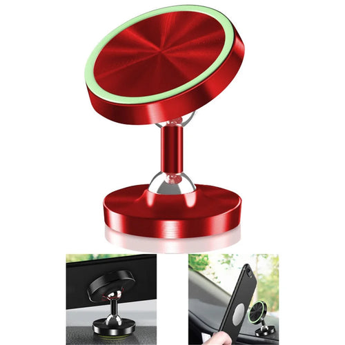 DW-55 Luminous Magnetic Car Dashboard Phone Holder 360 Degrees Rotating Metal Cell Phone Stand Bracket - Red - 1