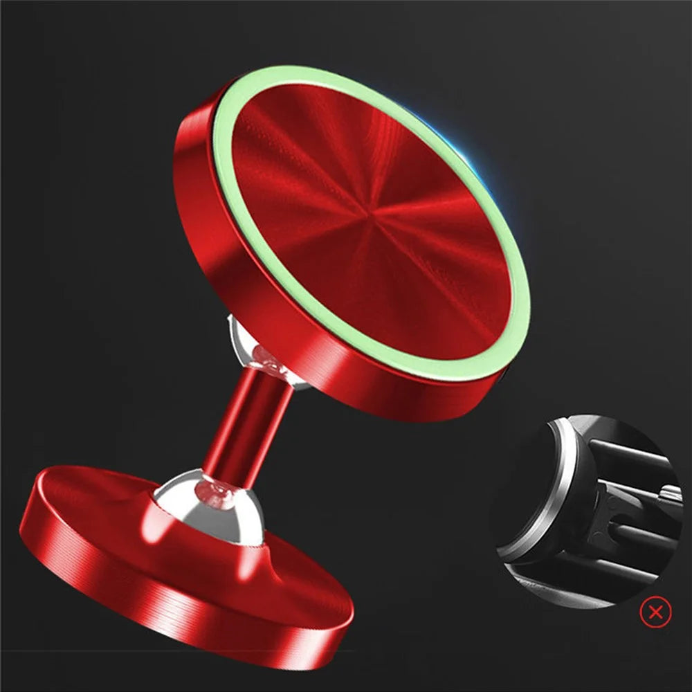 DW-55 Luminous Magnetic Car Dashboard Phone Holder 360 Degrees Rotating Metal Cell Phone Stand Bracket - Red - 5