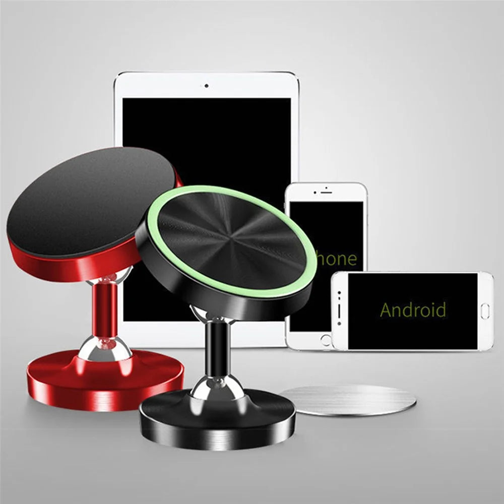 DW-55 Luminous Magnetic Car Dashboard Phone Holder 360 Degrees Rotating Metal Cell Phone Stand Bracket - Red - 7