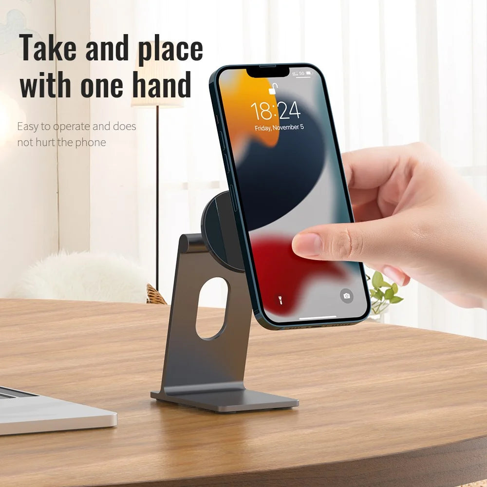 R-JUST SJ18 Universal Aluminium Alloy Desktop Phone Stand Holder Magnetic Tablet Phone Bracket - Grey - 3