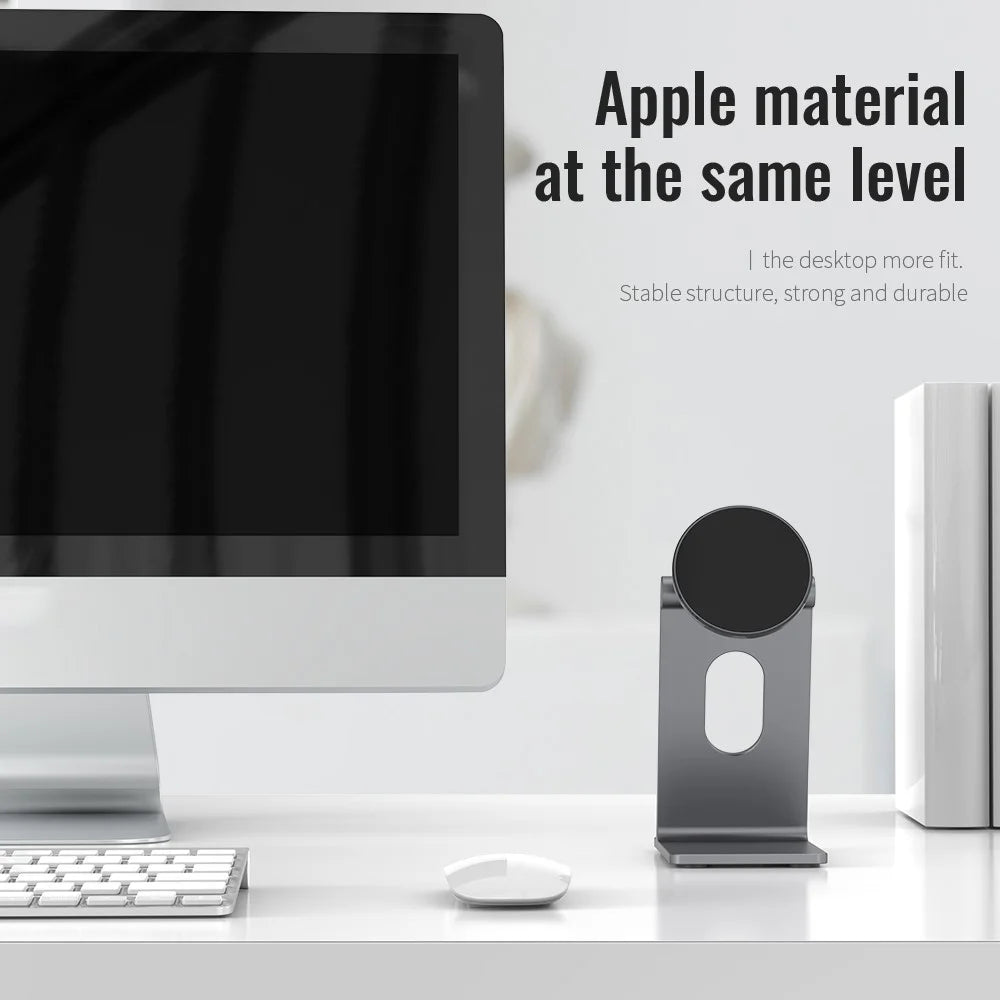 R-JUST SJ18 Universal Aluminium Alloy Desktop Phone Stand Holder Magnetic Tablet Phone Bracket - Grey - 6