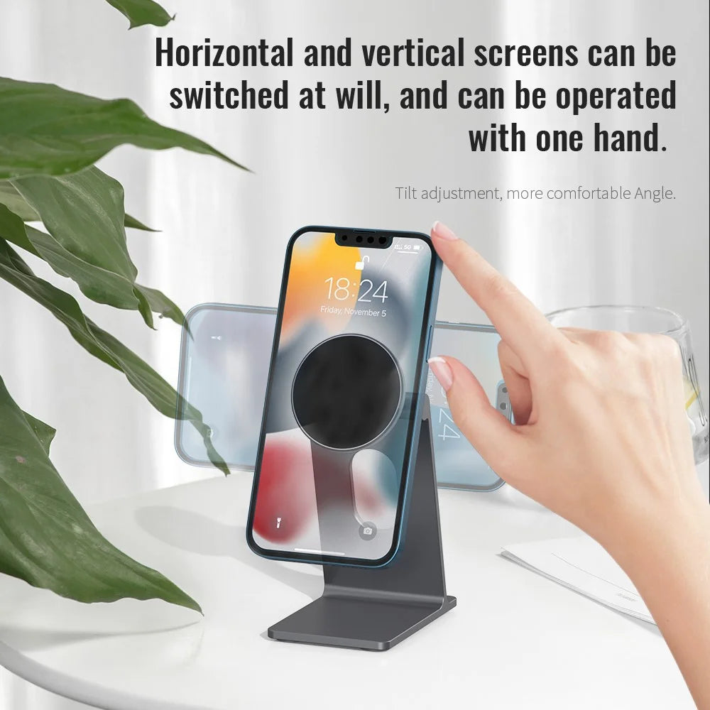 R-JUST SJ18 Universal Aluminium Alloy Desktop Phone Stand Holder Magnetic Tablet Phone Bracket - Grey - 7