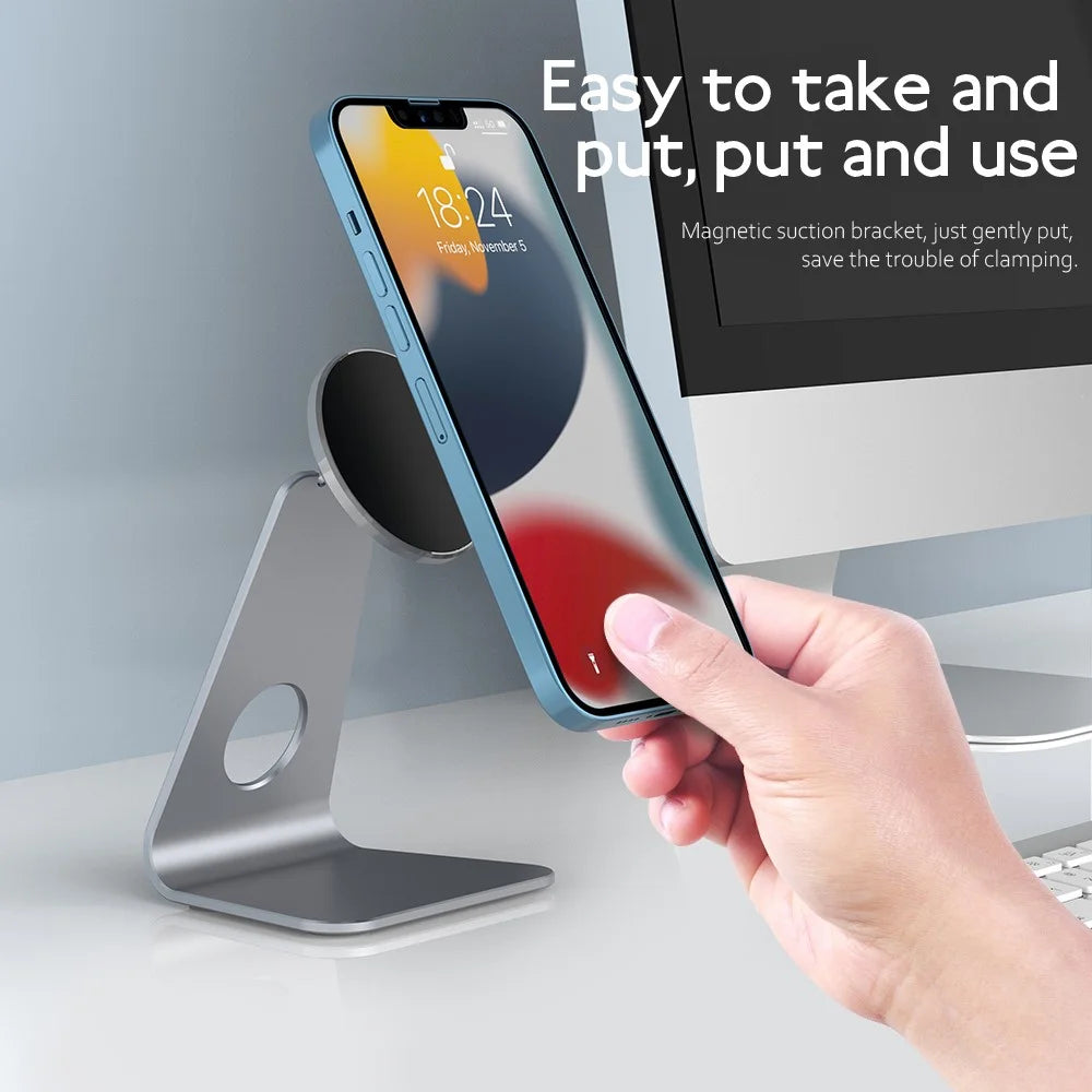 R-JUST SJ19 L-shaped Adjustable Aluminium Alloy Magnetic Stand Tablet Phone Holder Bracket - Grey - 6