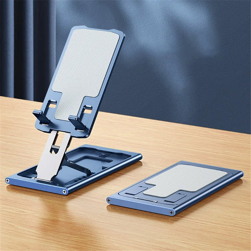 R-JUST HZ16 Universal Foldable Desktop Mobile Phone Tablet Holder Bracket Adjustable Metal Stand - Blue - 2