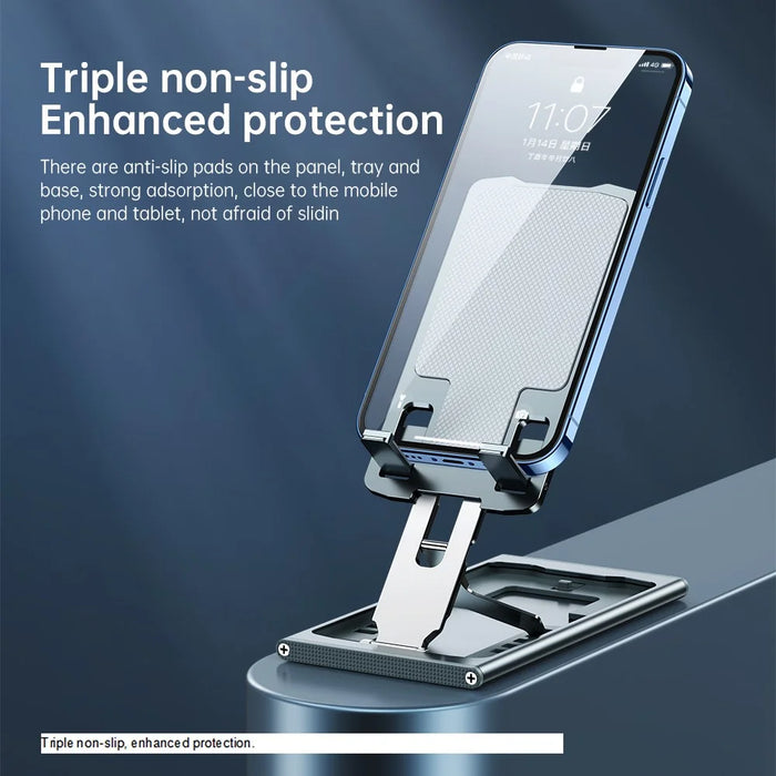 R-JUST HZ16 Universal Foldable Desktop Mobile Phone Tablet Holder Bracket Adjustable Metal Stand - Blue - 5