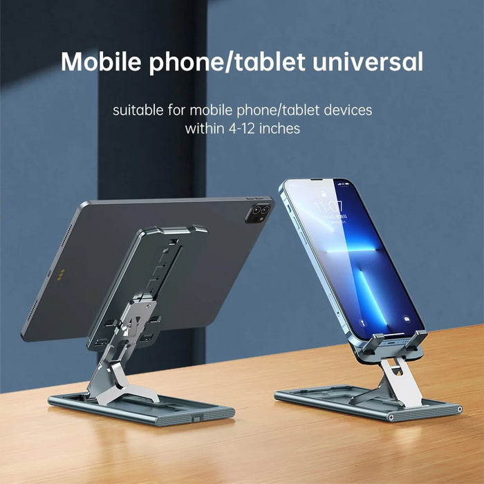 R-JUST HZ16 Universal Foldable Desktop Mobile Phone Tablet Holder Bracket Adjustable Metal Stand - Blue - 6