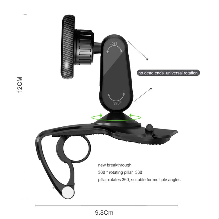 212-C Multi-function Universal Vehicle Dashboard Phone Clamp Holder 360-degree Rotating Magnetic Cell Phone Mount Stand with Phone Number Sticker - 2
