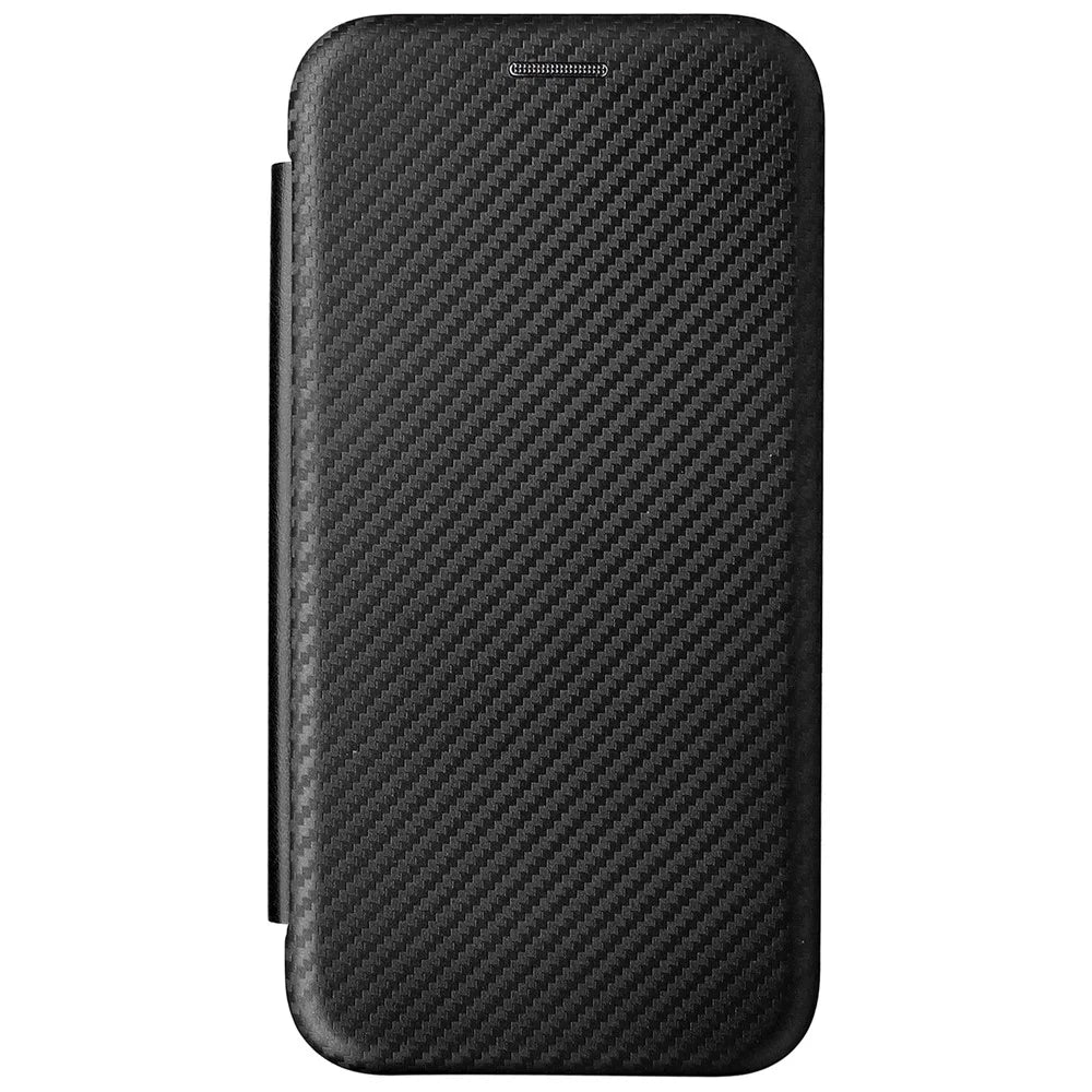 Magnetic Anto-absorbed PU Leather Carbon Fiber Anti-scratch Texture Stand Mobile Phone Case with Card Slot for ZTE Libero 5G II - Black - 2
