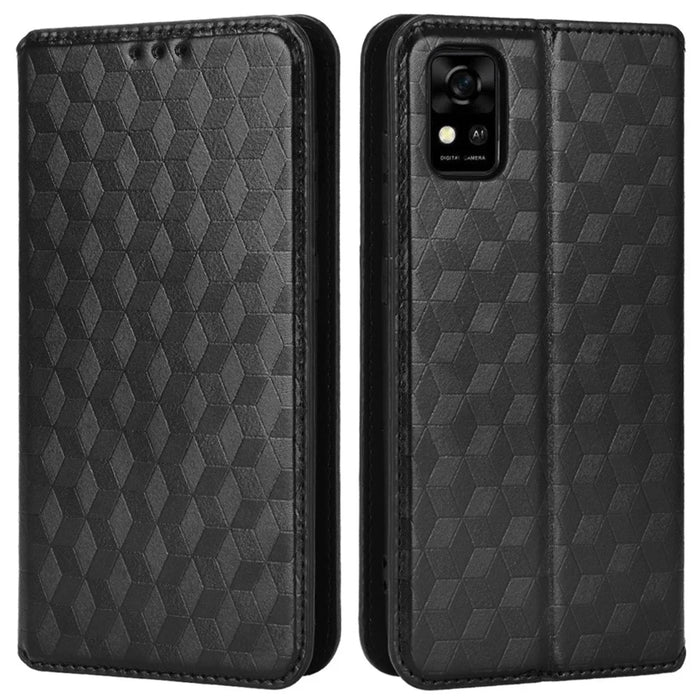 For ZTE Blade A31 Scratch-resistant Imprinted Pattern Cell Phone Case PU Leather + TPU Phone Cover - Black - 1