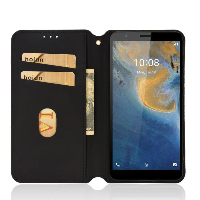 For ZTE Blade A31 Scratch-resistant Imprinted Pattern Cell Phone Case PU Leather + TPU Phone Cover - Black - 4