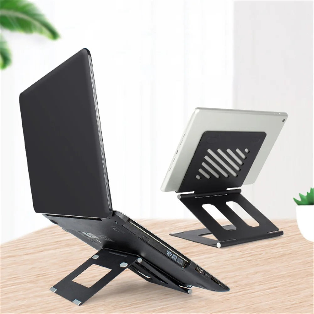 A37 Laptop Stand Metal Ergonomic Foldable Computer Stand Riser Holder Notebook Stand - Black - 2