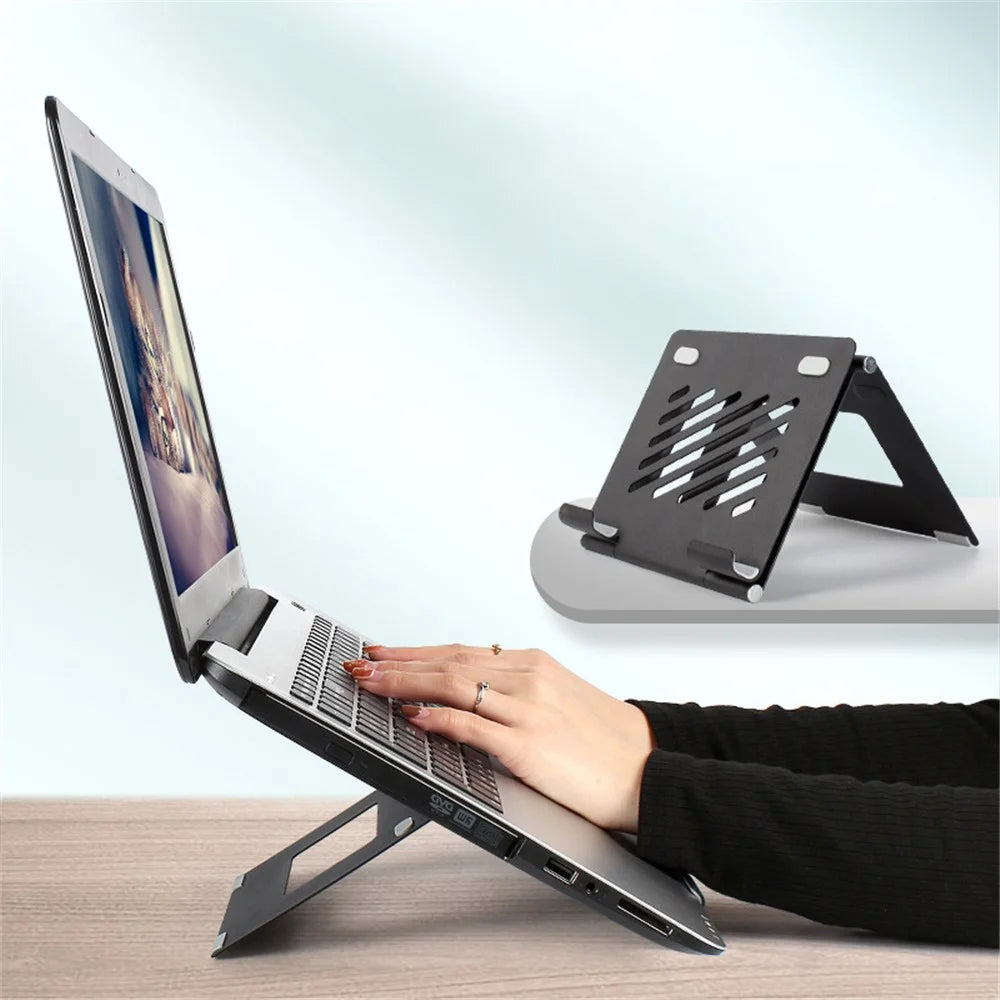 A37 Laptop Stand Metal Ergonomic Foldable Computer Stand Riser Holder Notebook Stand - Black - 3