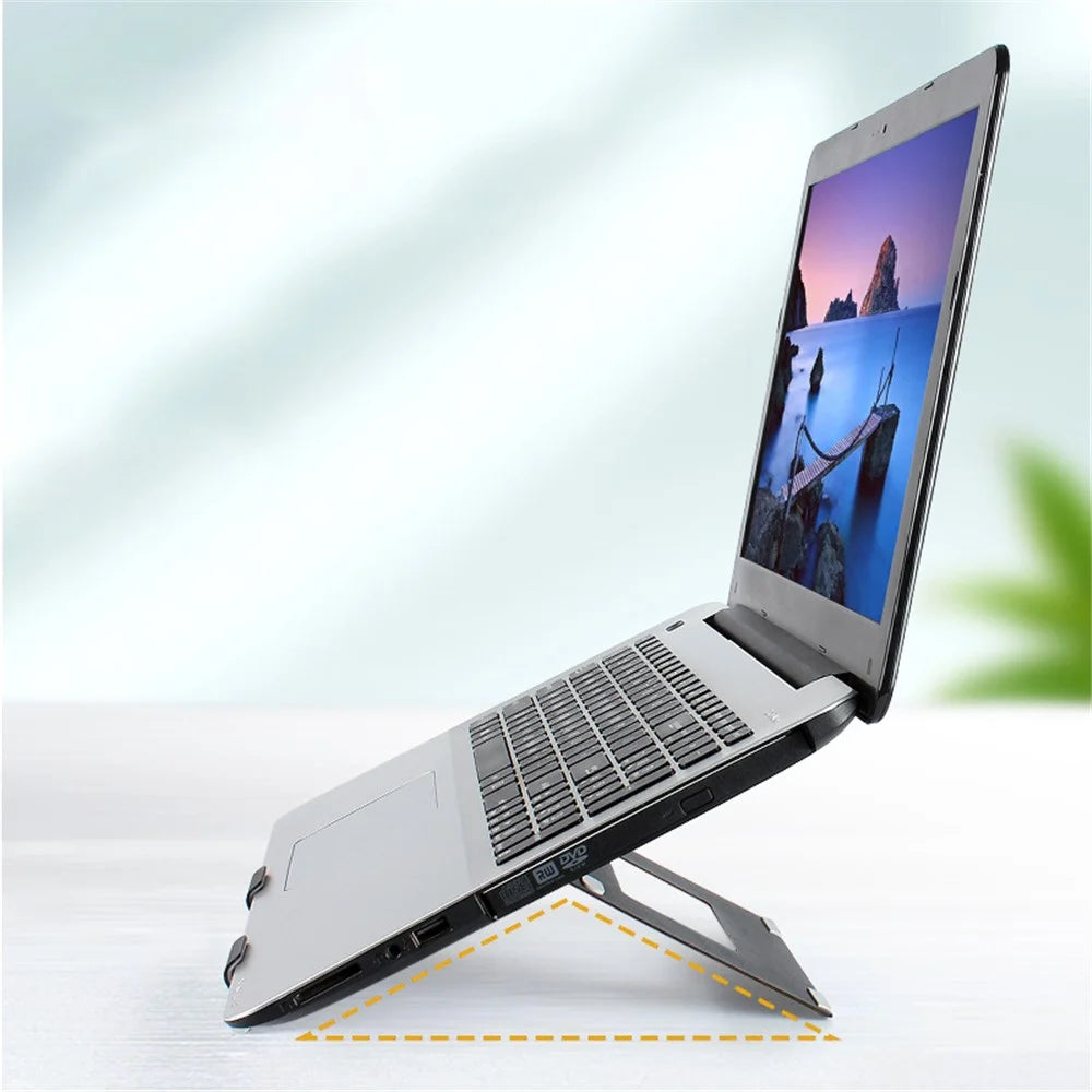 A37 Laptop Stand Metal Ergonomic Foldable Computer Stand Riser Holder Notebook Stand - Black - 4
