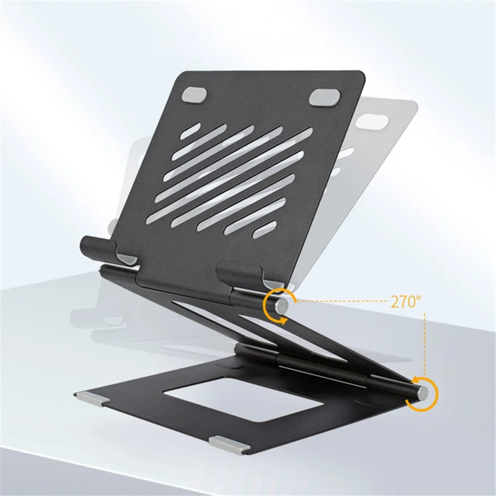A37 Laptop Stand Metal Ergonomic Foldable Computer Stand Riser Holder Notebook Stand - Black - 5