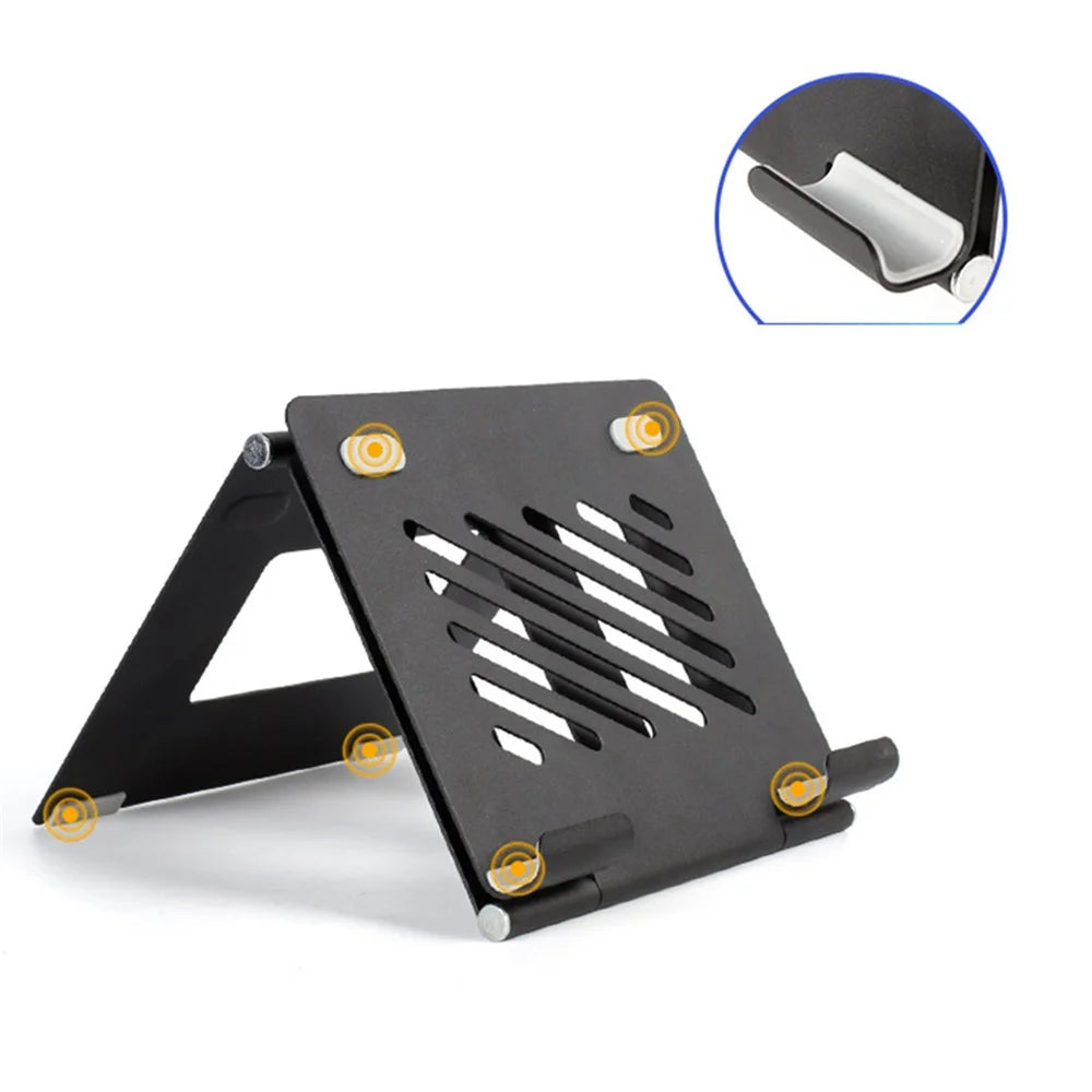 A37 Laptop Stand Metal Ergonomic Foldable Computer Stand Riser Holder Notebook Stand - Black - 6