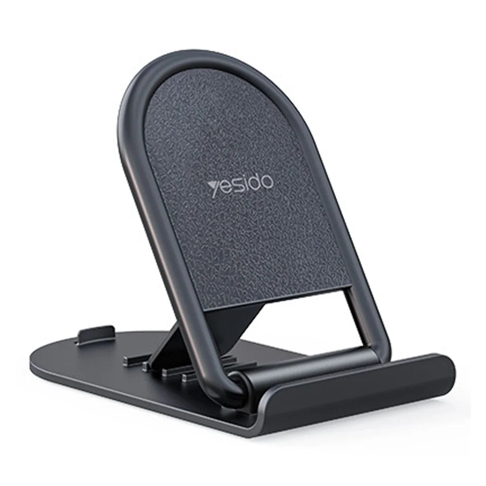 YESIDO C141 Folding Hands-free Phone Holder 4 Angles Adjustable Anti-slip Desktop Stand - Black - 1