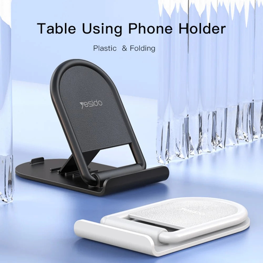 YESIDO C141 Folding Hands-free Phone Holder 4 Angles Adjustable Anti-slip Desktop Stand - Black - 7