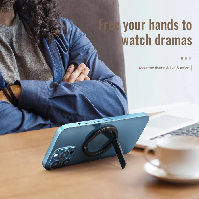 R-JUST SJ20 Ring Shape Magnetic Suction Mobile Phone Holder Desktop Bracket Hands-free Stand - Silver - 7