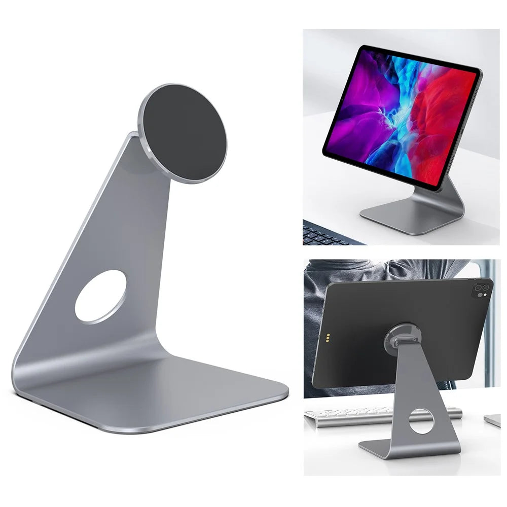 R-JUST PB01-13 Aluminum Alloy Desktop Magnetic Stand L-shaped Non-slip Bracket for iPad iPhone 12/13 - Black - 1