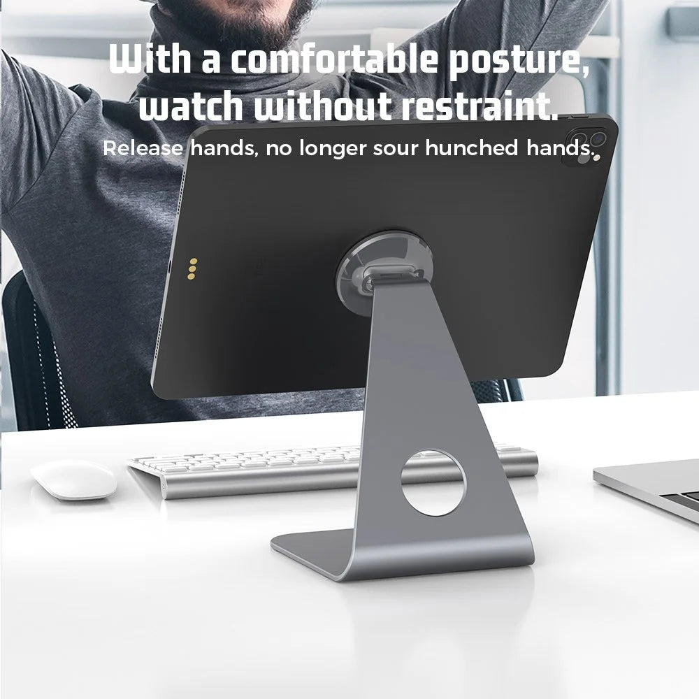 R-JUST PB01-13 Aluminum Alloy Desktop Magnetic Stand L-shaped Non-slip Bracket for iPad iPhone 12/13 - Black - 4