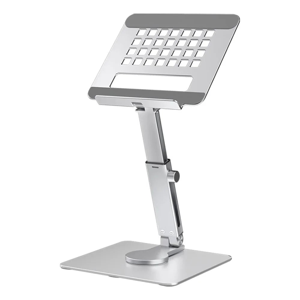 H06 Laptop Holder Riser 360 Degree Swivel Computer Tablet Stand Height Adjustable Aluminum Alloy Desktop Bracket - Silver - 2