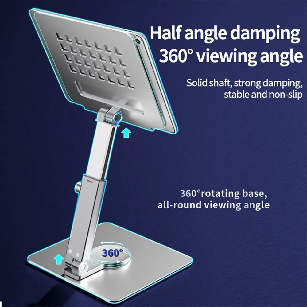 H06 Laptop Holder Riser 360 Degree Swivel Computer Tablet Stand Height Adjustable Aluminum Alloy Desktop Bracket - Silver - 5