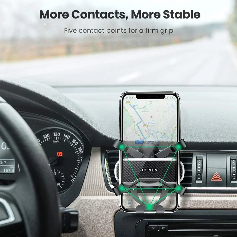 UGREEN For iPhone 13 Pro Max Samsung Galaxy S21 Ultra S20 FE S10 Universal Car Air Vent Mount 360 Degree Rotating Gravity Auto Clamping Phone Holder Bracket - 2