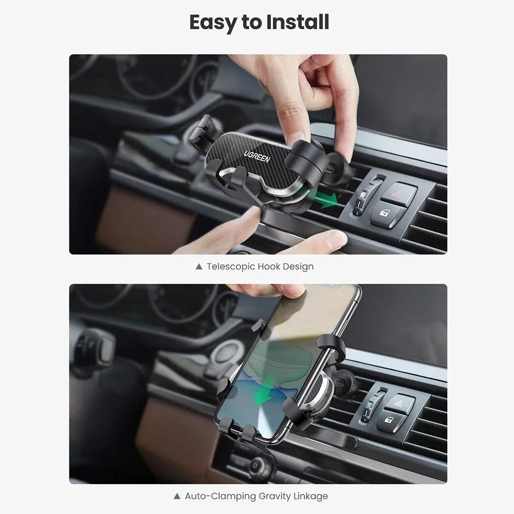 UGREEN For iPhone 13 Pro Max Samsung Galaxy S21 Ultra S20 FE S10 Universal Car Air Vent Mount 360 Degree Rotating Gravity Auto Clamping Phone Holder Bracket - 7