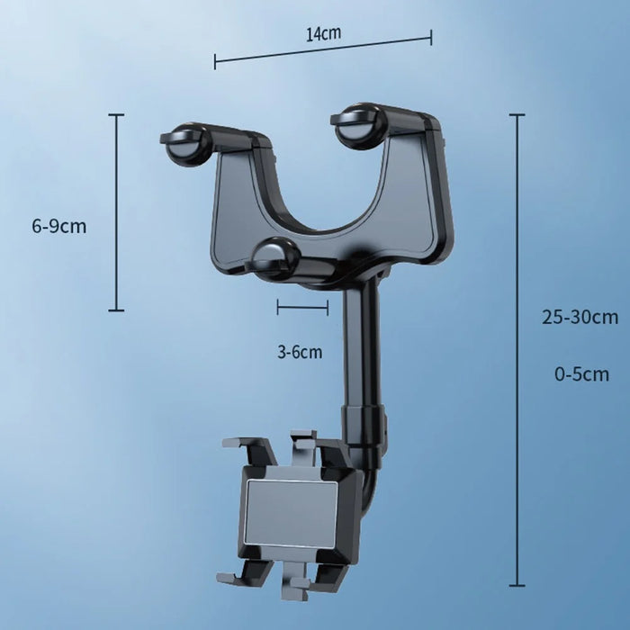 ZJ099 Car Rearview Mirror Mount Phone Holder Rotatable Adjustable Length Cell Phone Bracket - 3
