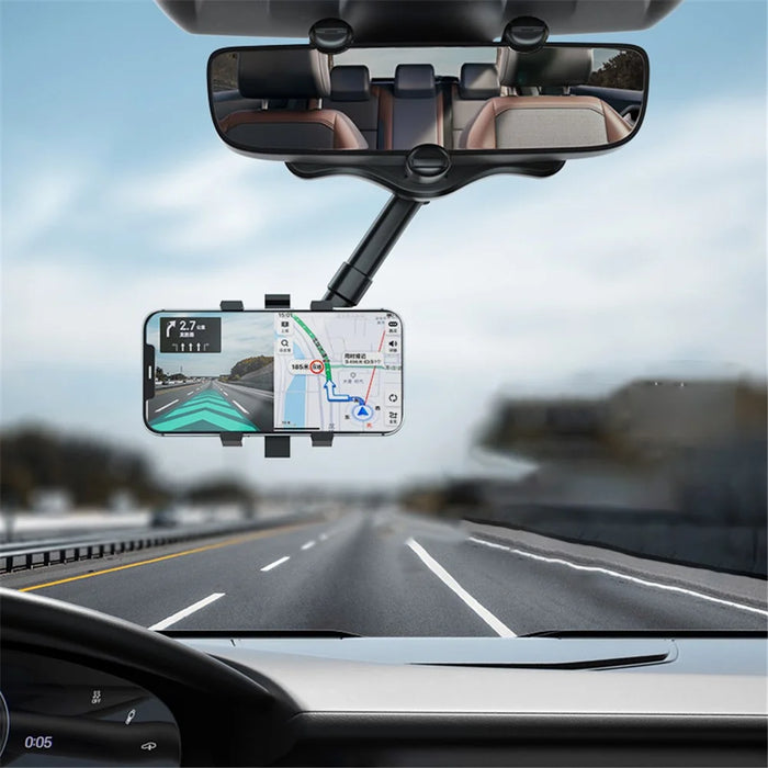 ZJ099 Car Rearview Mirror Mount Phone Holder Rotatable Adjustable Length Cell Phone Bracket - 4