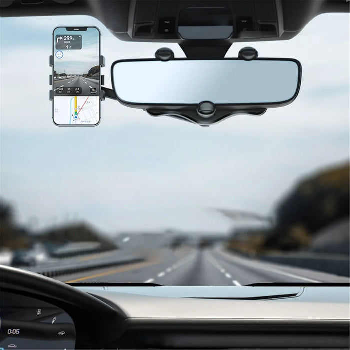 ZJ099 Car Rearview Mirror Mount Phone Holder Rotatable Adjustable Length Cell Phone Bracket - 5