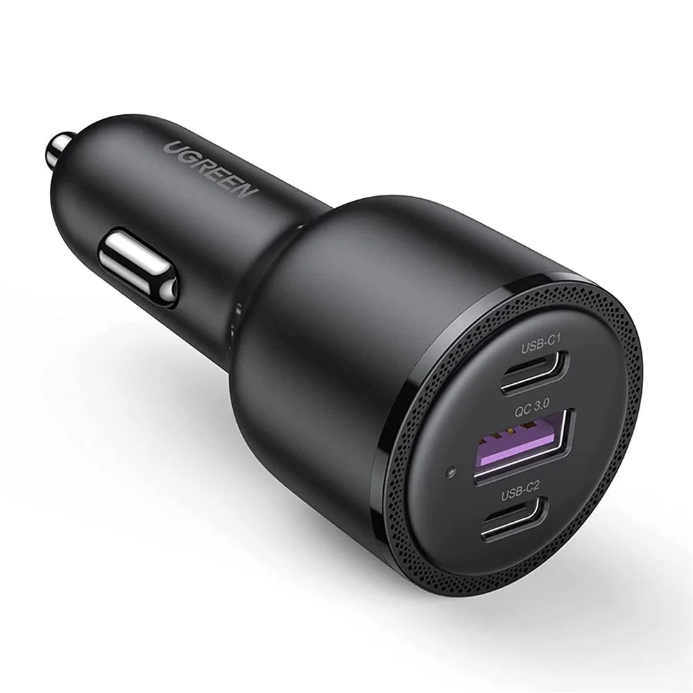 UGREEN For iPhone 13 Pro Max iPad Pro 69W QC3.0 Quick Charger USB + 2x Type-C 3-port Car Cigarette Lighter Adapter - 1