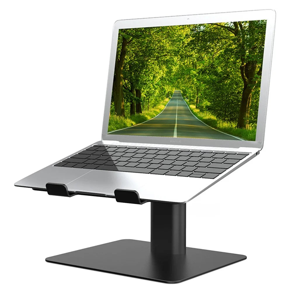 E8A Adjustable Desktop Laptop Stand Aluminum Alloy 11-17.3 inch Notebook Cooling Riser - Black - 1