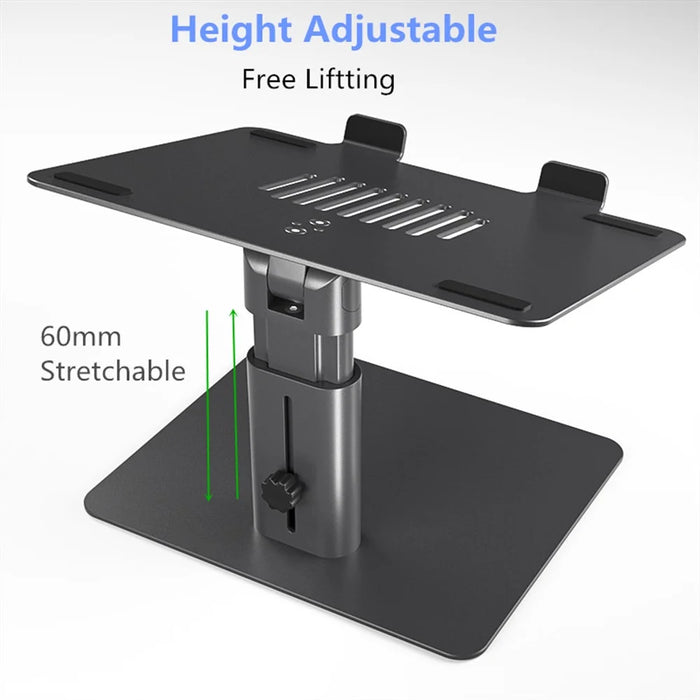 E8A Adjustable Desktop Laptop Stand Aluminum Alloy 11-17.3 inch Notebook Cooling Riser - Black - 4