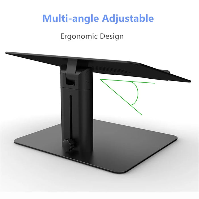 E8A Adjustable Desktop Laptop Stand Aluminum Alloy 11-17.3 inch Notebook Cooling Riser - Black - 5