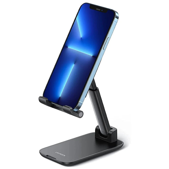 UGREEN 20435 Folding Desk Phone Stand Adjustable Phone Holder for Live Steaming Hands-Free Video Compatible with iPhone 13 Pro Max Galaxy S21 Ultra / S20 FE - Black - 1