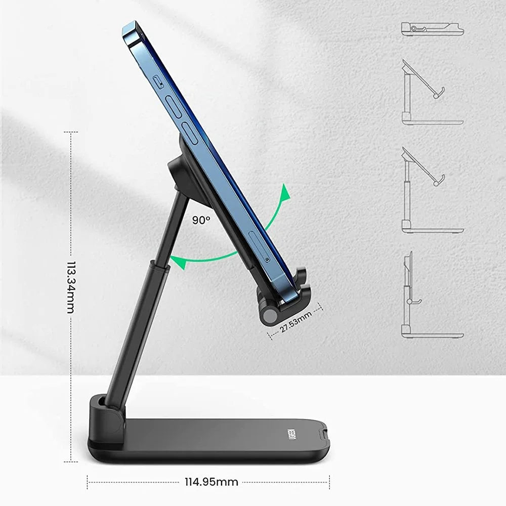 UGREEN 20435 Folding Desk Phone Stand Adjustable Phone Holder for Live Steaming Hands-Free Video Compatible with iPhone 13 Pro Max Galaxy S21 Ultra / S20 FE - Black - 2