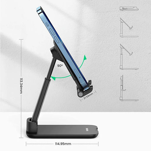UGREEN 20435 Folding Desk Phone Stand Adjustable Phone Holder for Live Steaming Hands-Free Video Compatible with iPhone 13 Pro Max Galaxy S21 Ultra / S20 FE - Black - 2