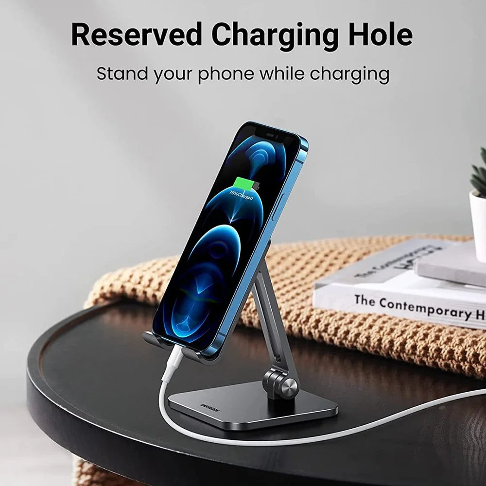 UGREEN 40392 Aluminum Foldable Desk Phone Stand Non-Slip Adjustable Tablet Holder for iPhone 13 Pro Max/Galaxy S21 S20/Huawei P30 Pro/P20/Redmi Note10 - 4