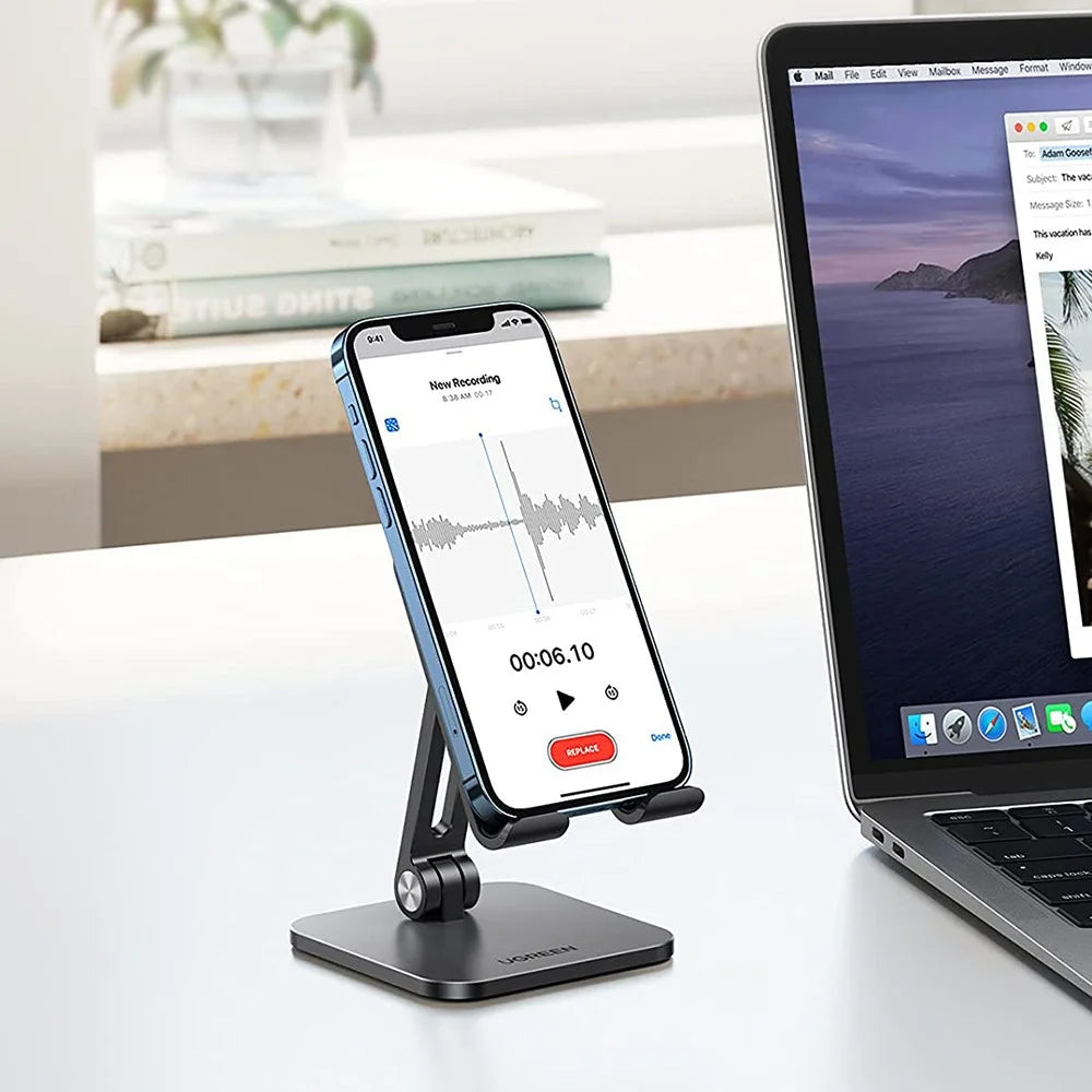 UGREEN 40392 Aluminum Foldable Desk Phone Stand Non-Slip Adjustable Tablet Holder for iPhone 13 Pro Max/Galaxy S21 S20/Huawei P30 Pro/P20/Redmi Note10 - 6