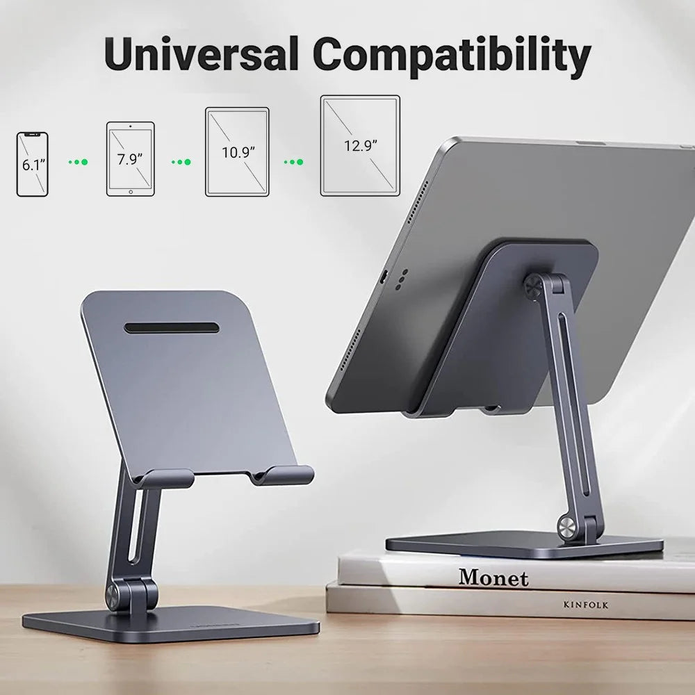 UGREEN 40393 Aluminum Folding Desk Tablet Stand for iPad Pro/Mini/Air/iPhone 13 Pro Max/Galaxy Tab A7/MatePad Non-Slip Adjustable Tablet PC Holder - 2