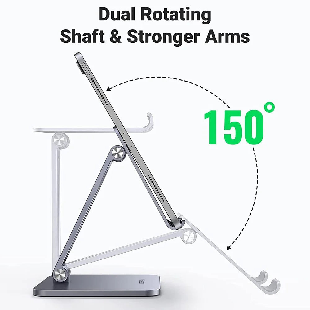 UGREEN 40393 Aluminum Folding Desk Tablet Stand for iPad Pro/Mini/Air/iPhone 13 Pro Max/Galaxy Tab A7/MatePad Non-Slip Adjustable Tablet PC Holder - 3
