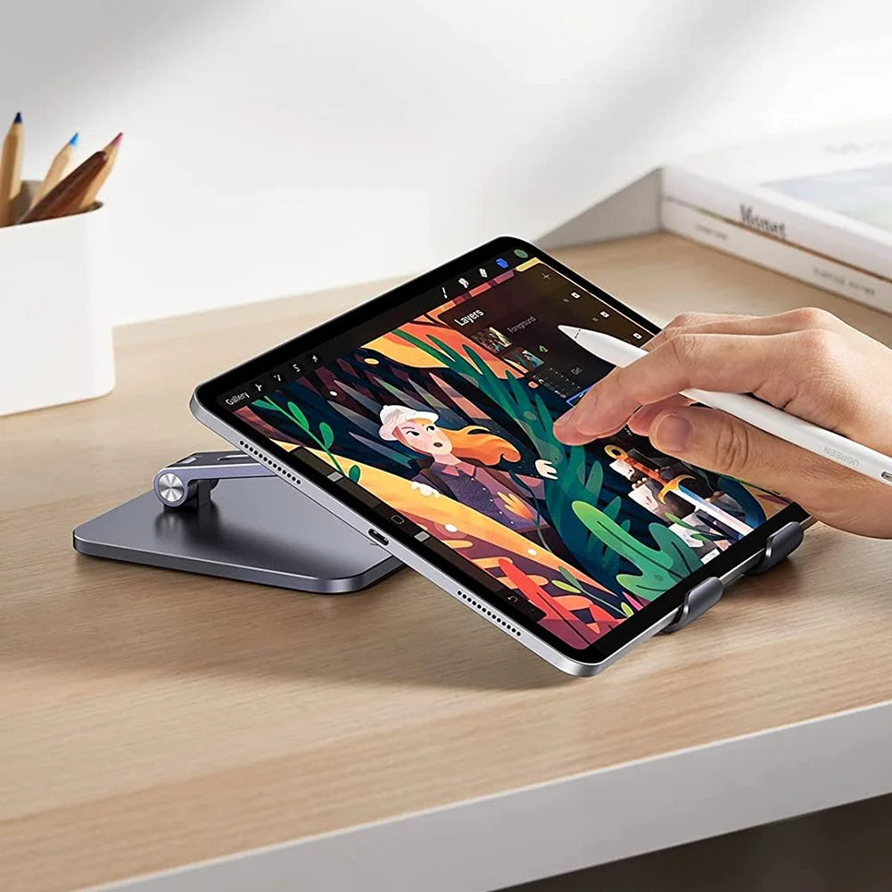 UGREEN 40393 Aluminum Folding Desk Tablet Stand for iPad Pro/Mini/Air/iPhone 13 Pro Max/Galaxy Tab A7/MatePad Non-Slip Adjustable Tablet PC Holder - 6