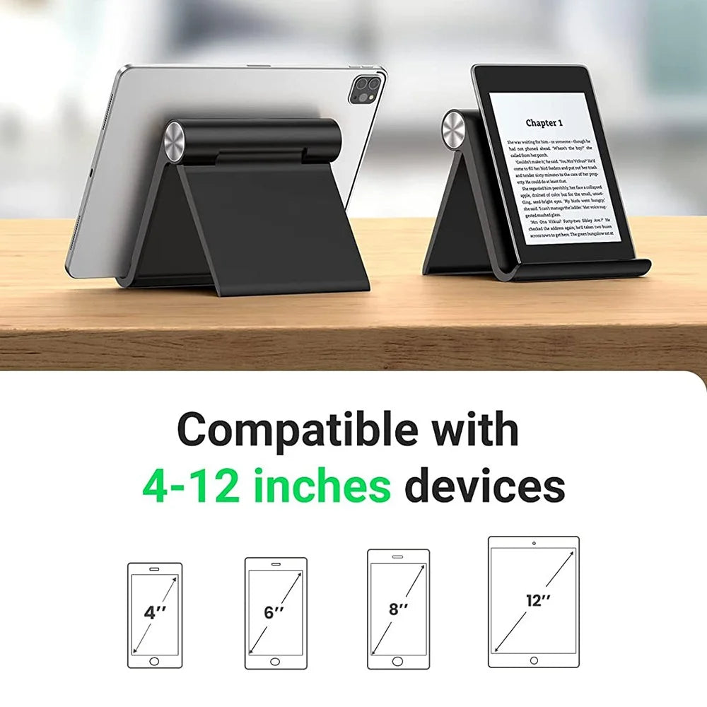 UGREEN 50748 Adjustable Tablet Stand Folding Desk Phone Stand Portable Phone Holder Compatible with iPad Pro 11 iPad Mini 6 Air iPhone 13 Pro Max Galaxy S21 - Black - 3