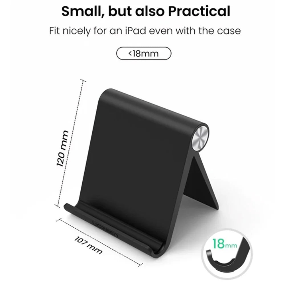 UGREEN 50748 Adjustable Tablet Stand Folding Desk Phone Stand Portable Phone Holder Compatible with iPad Pro 11 iPad Mini 6 Air iPhone 13 Pro Max Galaxy S21 - Black - 4