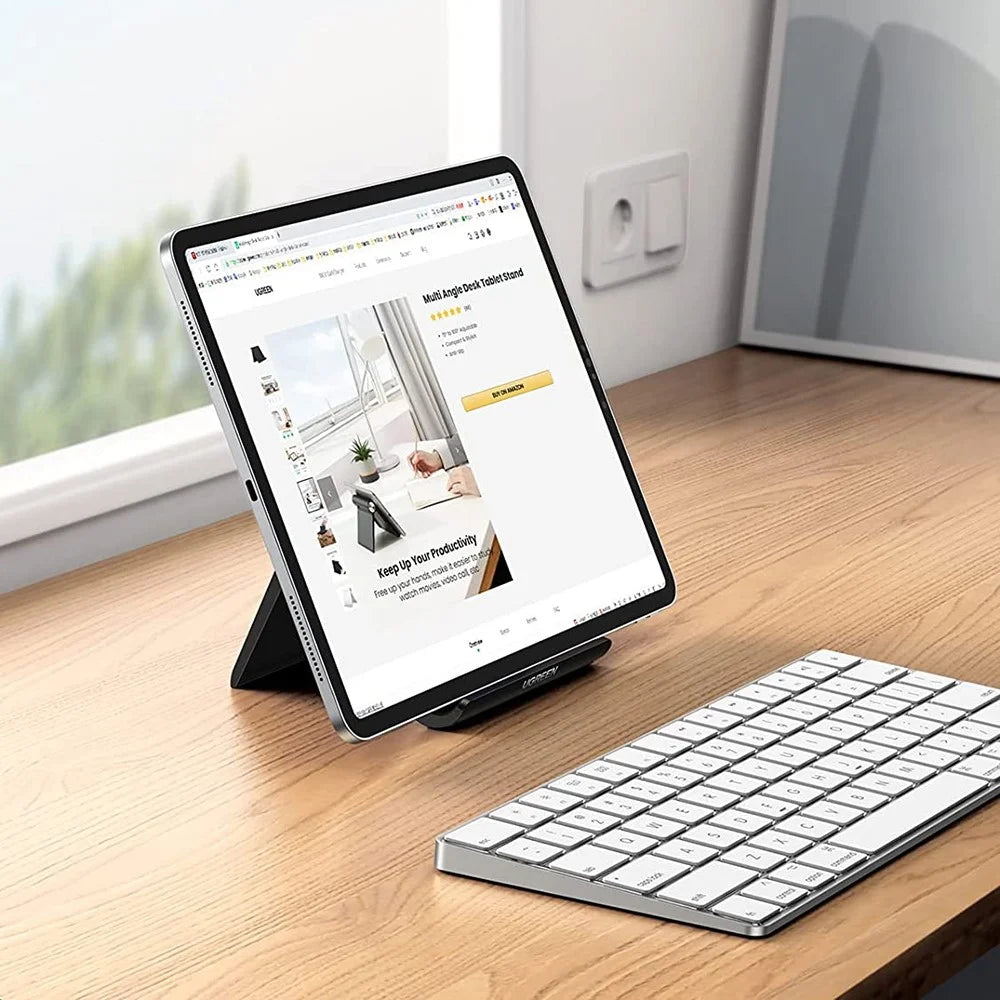UGREEN 50748 Adjustable Tablet Stand Folding Desk Phone Stand Portable Phone Holder Compatible with iPad Pro 11 iPad Mini 6 Air iPhone 13 Pro Max Galaxy S21 - Black - 6