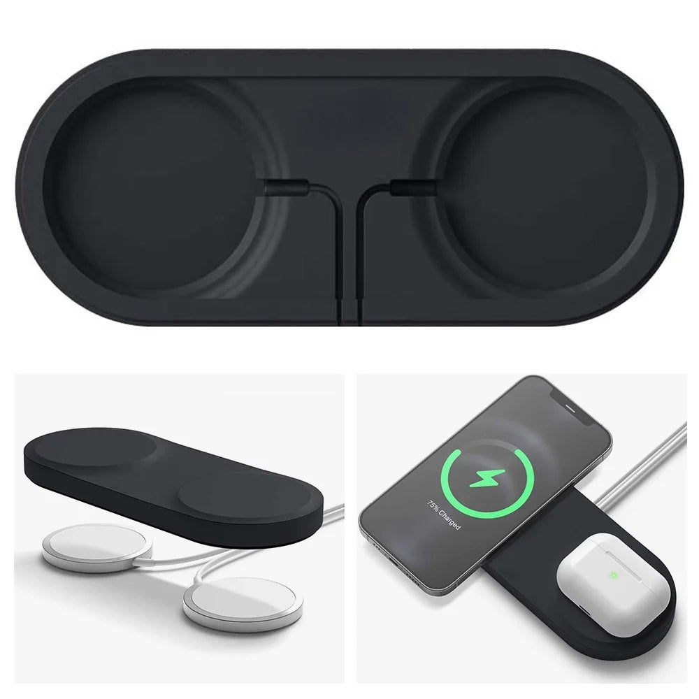 Wireless Charger Case Compatible with MagSafe Magnetic Charger Silicone Protective Cover - Black - 1