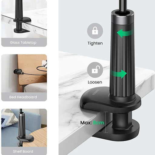 UGREEN For iPhone 13 12 Pro 11 XR Universal Clip-on Bracket Flexible Gooseneck Desktop Phone Stand - 2