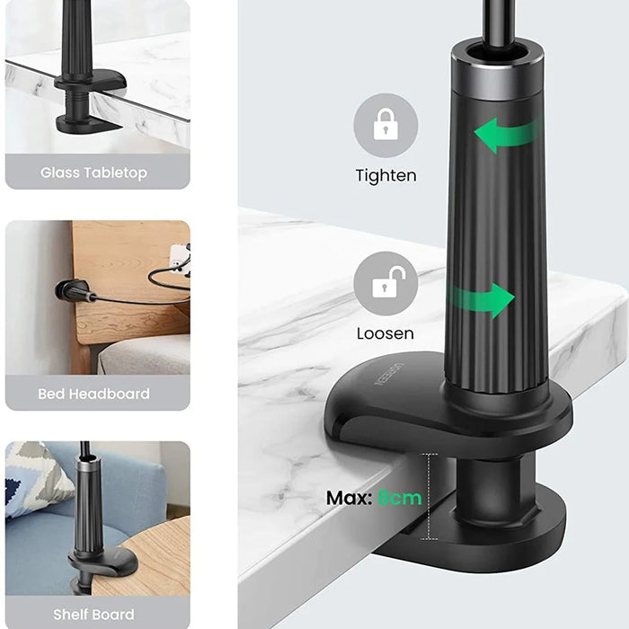 UGREEN For iPhone 13 12 Pro 11 XR Universal Clip-on Bracket Flexible Gooseneck Desktop Phone Stand - 2
