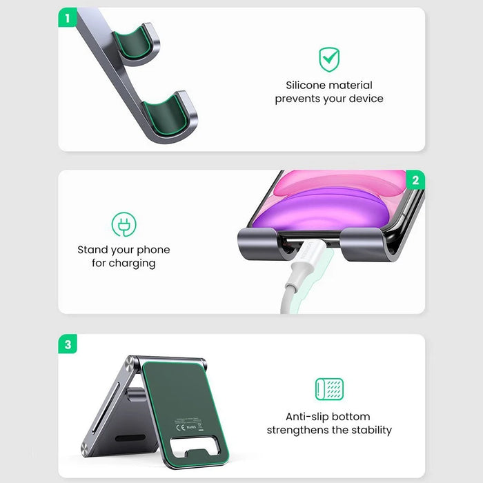 UGREEN Portable Foldable Mobile Phone Stand Aluminum Alloy Desk Phone Holder - 7